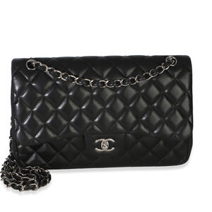 Chanel Black Quilted Lambskin Jumbo Double Flap Bag